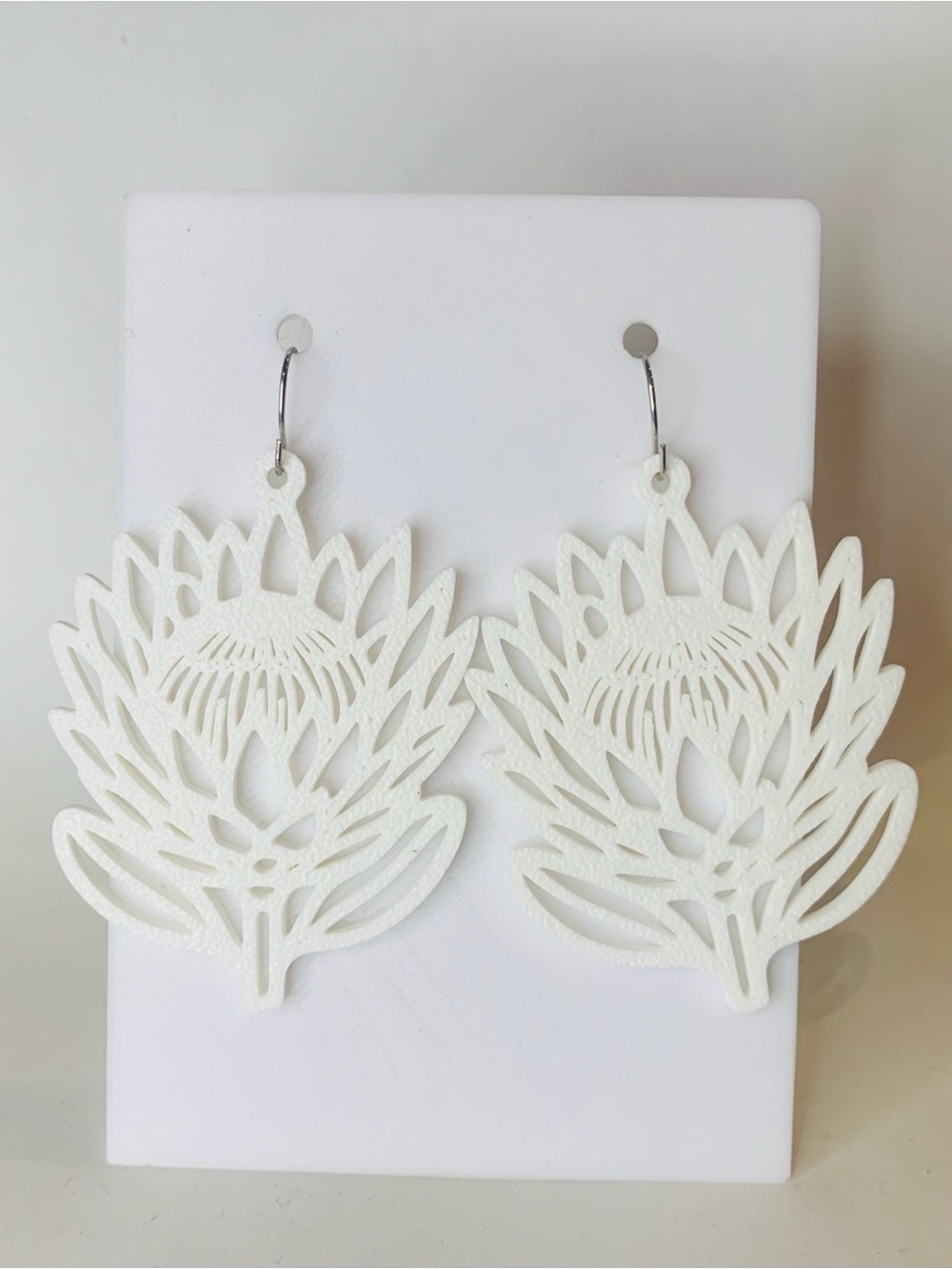 White Floral Cutout Drop Earrings - Women's Jewelry